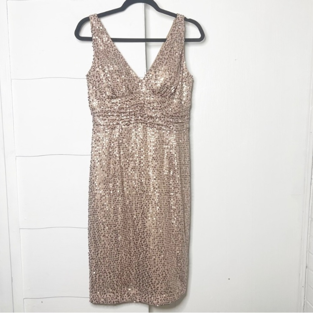 Eliza J Gold Sequin V neck Dress